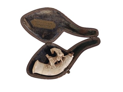 Lot 94 - Meerschuimen pijp met twee spelende paarden