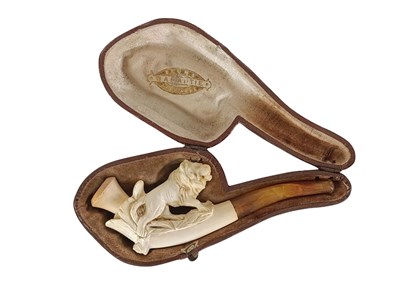 Lot 95 - Meerschuimen pijp met Leeuw