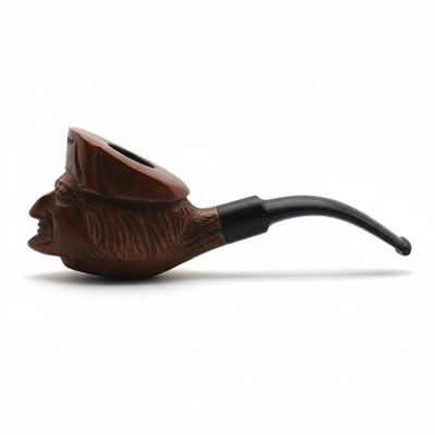 Lot 104 - Houten pijpenkop met mannenhoofd
