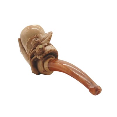 Lot 106 - Meerschuimen pijpenkop in de vorm van een hand met blad