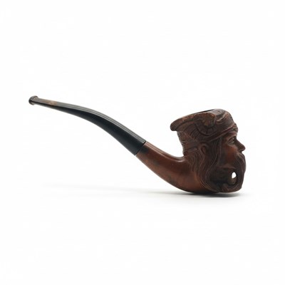 Lot 107 - Houten pijpenkop met Chinees mannenhoofd