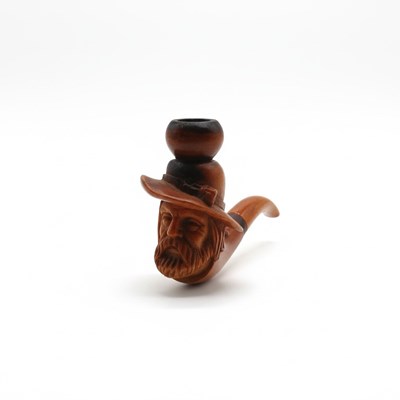 Lot 115 - Meerschuim pijp met mannenhoofd en hoed
