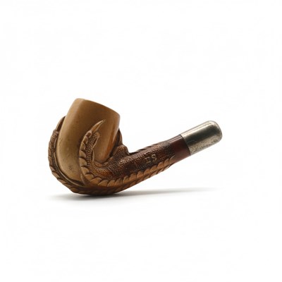 Lot 119 - Meerschuim pijp – vogelklauw met ketel, gemerkt Gouda