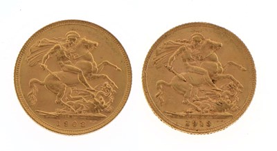 Lot 27 - Twee gouden Sovereigns, Edward VII en George V