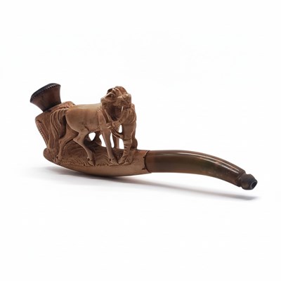 Lot 113 - Meerschuim pijp met paard en jockey