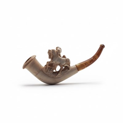 Lot 124 - Meerschuim pijp met twee spelende paarden