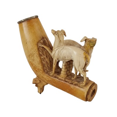 Lot 170 - Meerschuimen pijp met twee honden