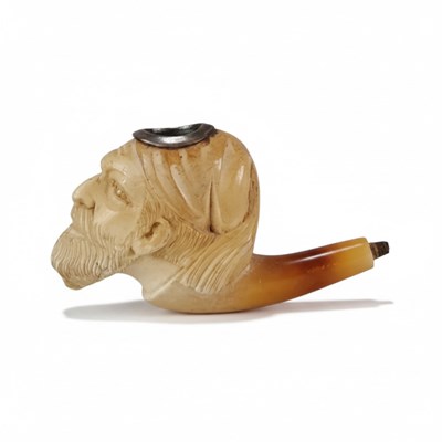Lot 173 - Meerschuimen pijp met mannenkop