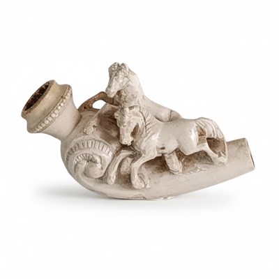 Lot 174 - Meerschuimen pijp met twee paarden