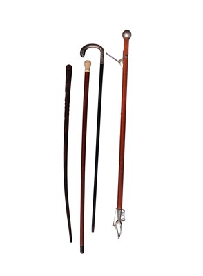 Lot 231 - 4 diverse antieke wandelstokken