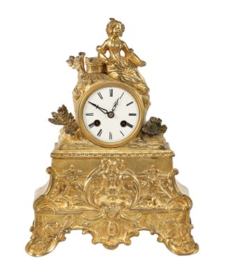 Lot 604 - French 19th century gilt bronze mantel clock