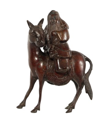 Lot 529 - Chinese bronze censer of a scholar seated on a horse