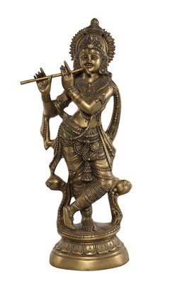 Lot 554 - A Large Bronze figure of Krishna with flute