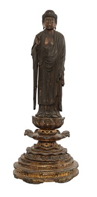 Lot 543 - A lacquered-wood figure of Amida Buddha