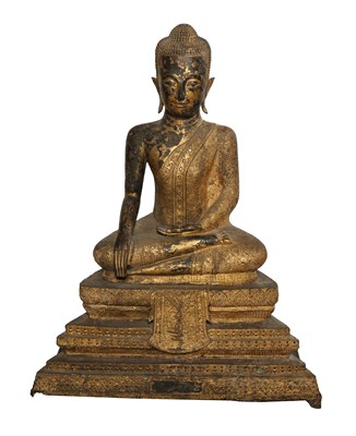 Lot 550 - A large Thai gilt bronze figure of a Buddha