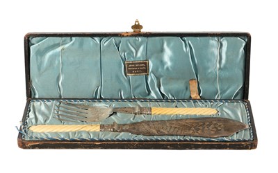 Lot 591 - 19th century fish serving knife and fork
