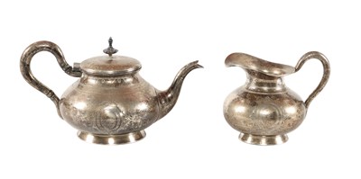 Lot 585 - Dutch silver teapot and milk jug