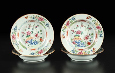Lot 513 - Qing dynasty 18th century famille rose dessert bowls