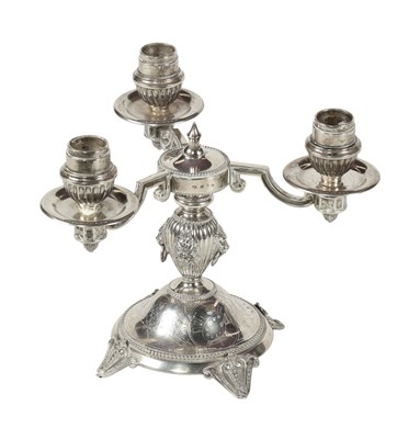 Lot 583 - Silver three-light candelabra