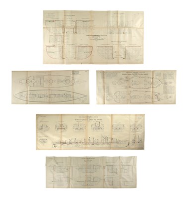 Lot 208 - French Navy – Five Construction drawings battleships Lorraine and Provence