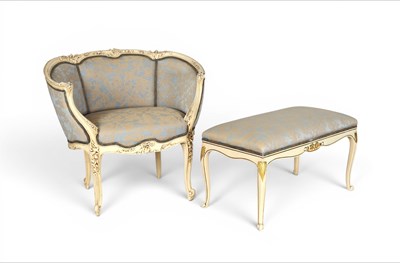 Lot 721 - French Louis XV Style Cream-Painted Bergere Long Bench