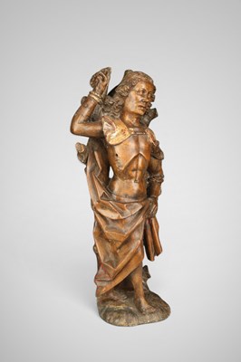 Lot 685 - Wood carving of Saint Sebastian