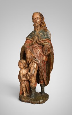 Lot 686 - 17th century polychrome statue of Saint Roch