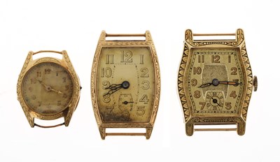 Lot 575 - 3 Art-Deco gold watches
