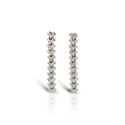 Lot 1 - Pair of White Gold Eternity Ear Pendants with Diamonds