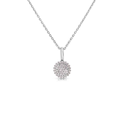 Lot 529 - 14K Gold Pendant with Rosette of Diamonds on 14K Gold Necklace