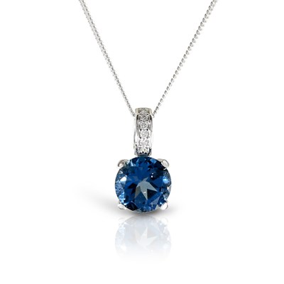 Lot 71 - White Gold Pendant with Topaz and Diamonds on Gold Necklace