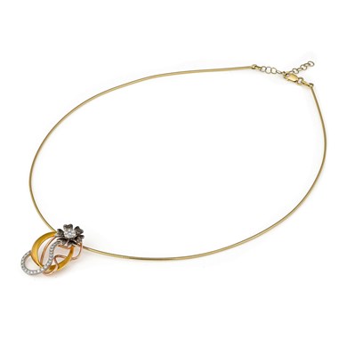 Lot 653 - Gold Pendant with Diamonds and Sapphire on Gold Necklace