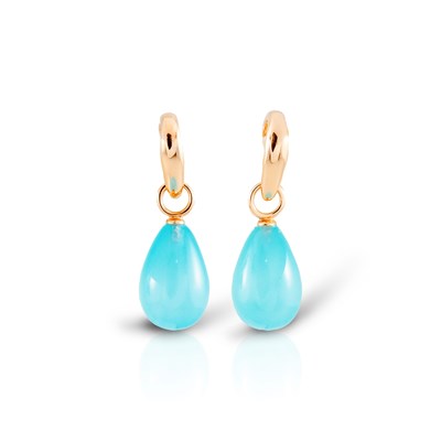 Lot 187 - Pair of Gold Ear Pendants with Chalcedony