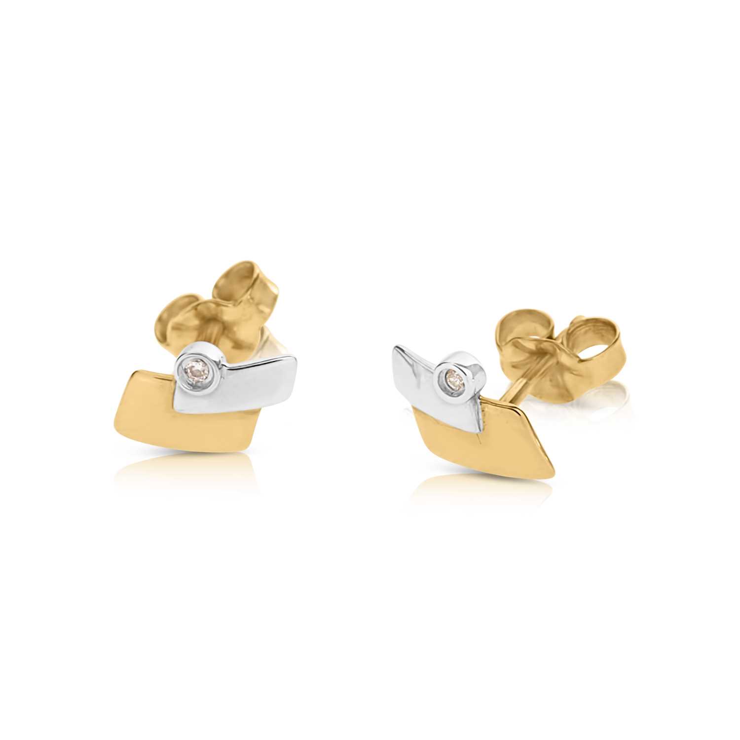 Lot 506 - Pair of 14K Bicolour Gold and Diamond Ear Studs