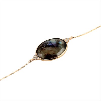 Lot 617 - 14K Gold Labradorite and Diamond Bracelet