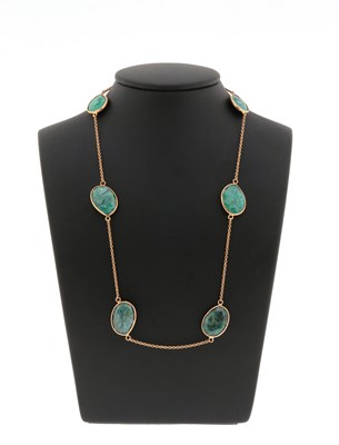 Lot 358 - Gold Necklace set with Five Labradorites