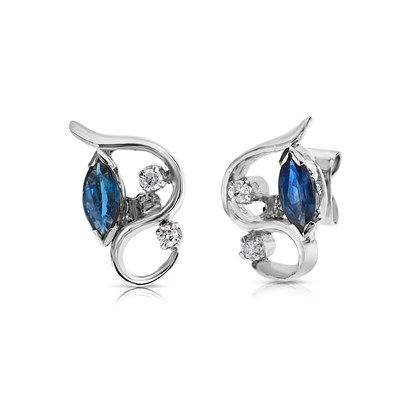 Lot 113 - Pair of Sapphire and Diamond Ear Studs