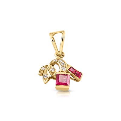 Lot 569 - 18K Gold Ruby and Diamond Pendant