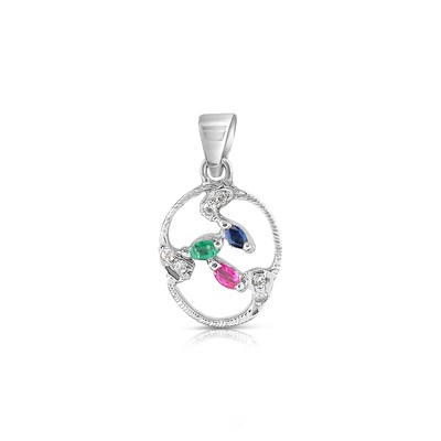 Lot 665 - A "Tutti Frutti", Ruby, Emerald, and Sapphire Pendant
