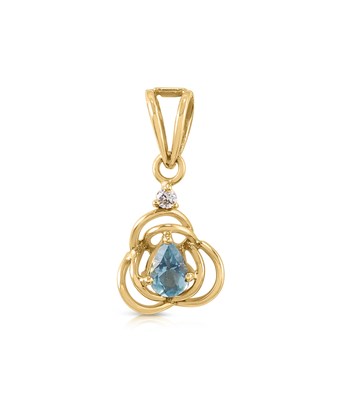Lot 666 - 14K Gold Topaz and Diamond Pendant