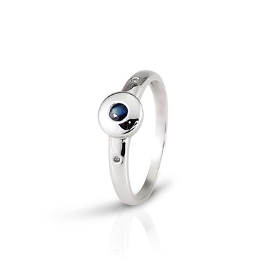 Lot 110 - 18K White Gold, Diamond and Sapphire Ring