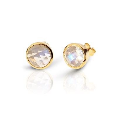 Lot 616 - Pair of 14K Gold, White Labradorite Ear Studs