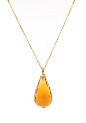 Lot 512 - Briolette - Cut Citrine Pendant on Gold Necklace