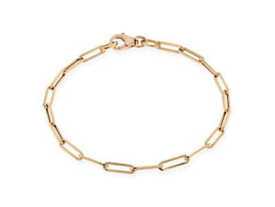 Lot 633 - Gold Angular Paperclip Bracelet.