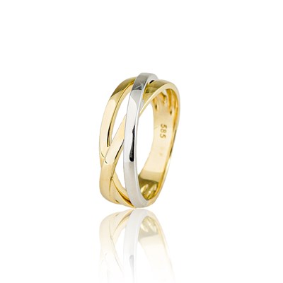 Lot 61 - 14K Bicolour Gold Double Wave Ring
