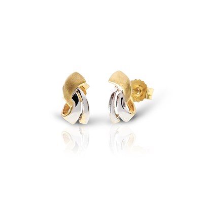 Lot 638 - Pair of Bicolour Gold Ear Studs