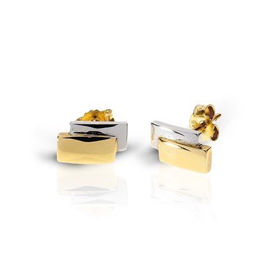 Lot 69 - Pair of 14K Bicolour Gold Ear Studs