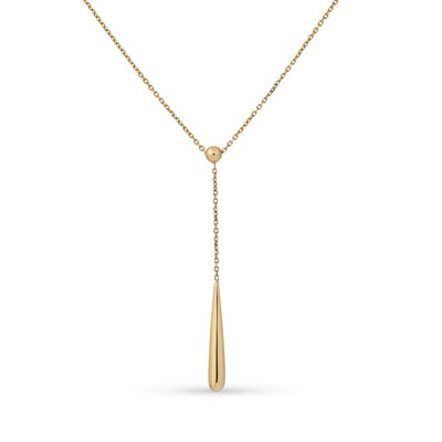 Lot 664 - Gold Necklace with Drop-Shaped Pendant