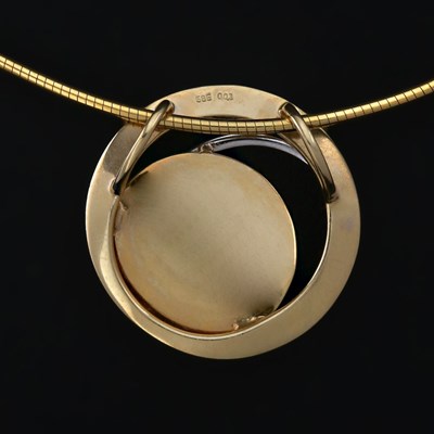 Lot 691 - Gold Pendant on Gold Necklace set with Diamonds