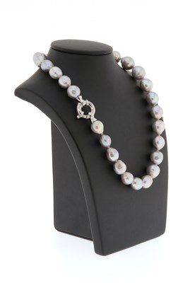 Lot 725 - Cultured Baroque Pearl Necklace with Silver Lock